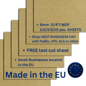 6mm Laser Compatible MDF, 400mm x 300mm sheet (EPA TSCA VI CARB, FSC 100% SCS-COC-007561)