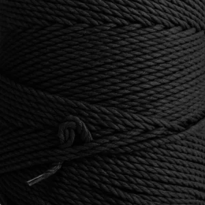 8MM 3 Strand Twisted Macrame Cotton Cord BLACK 5kg